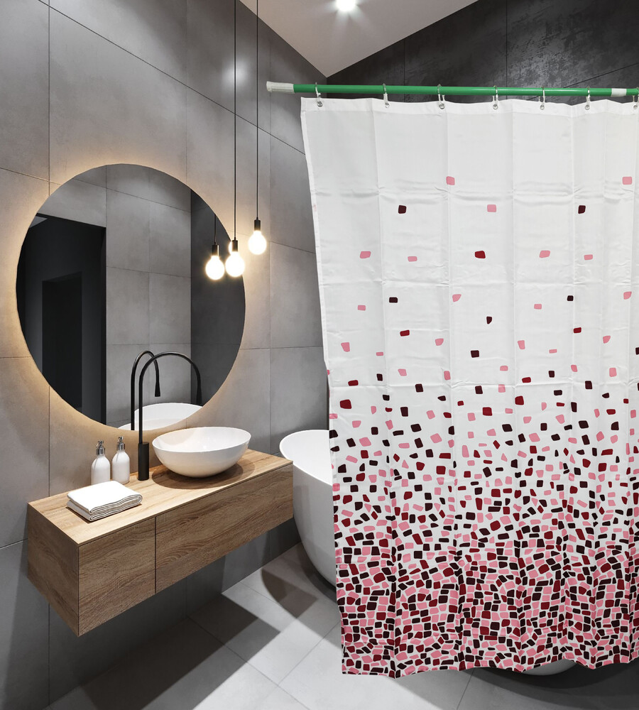 Штора д/ванн SANTREK HOME 180х180 ФОТОПРИНТ Polyester 61094 с кольцами Мозайка (П183)