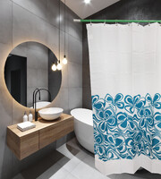 Штора д/ванн SANTREK HOME 180х180 ФОТОПРИНТ Polyester 61093 с кольцами Анютины глазки (П182)