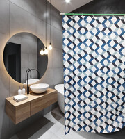 Штора д/ванн SANTREK HOME 180х180 ФОТОПРИНТ Polyester 60279 с кольцами Декор-1 (П169)