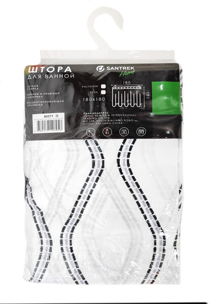 Штора д/ванн SANTREK HOME 180х180 ФОТОПРИНТ Polyester 60271 с кольцами Декор-2 (П168)