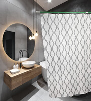 Штора д/ванн SANTREK HOME 180х180 ФОТОПРИНТ Polyester 60271 с кольцами Декор-2 (П168)