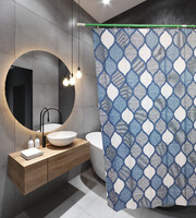 Штора д/ванн SANTREK HOME 180х180 ФОТОПРИНТ Polyester 60309 с кольцами  Декор-3 (П171)