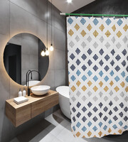 Штора д/ванн SANTREK HOME 180х180 ФОТОПРИНТ Polyester 60314 с кольцами Декор-4 (П172)