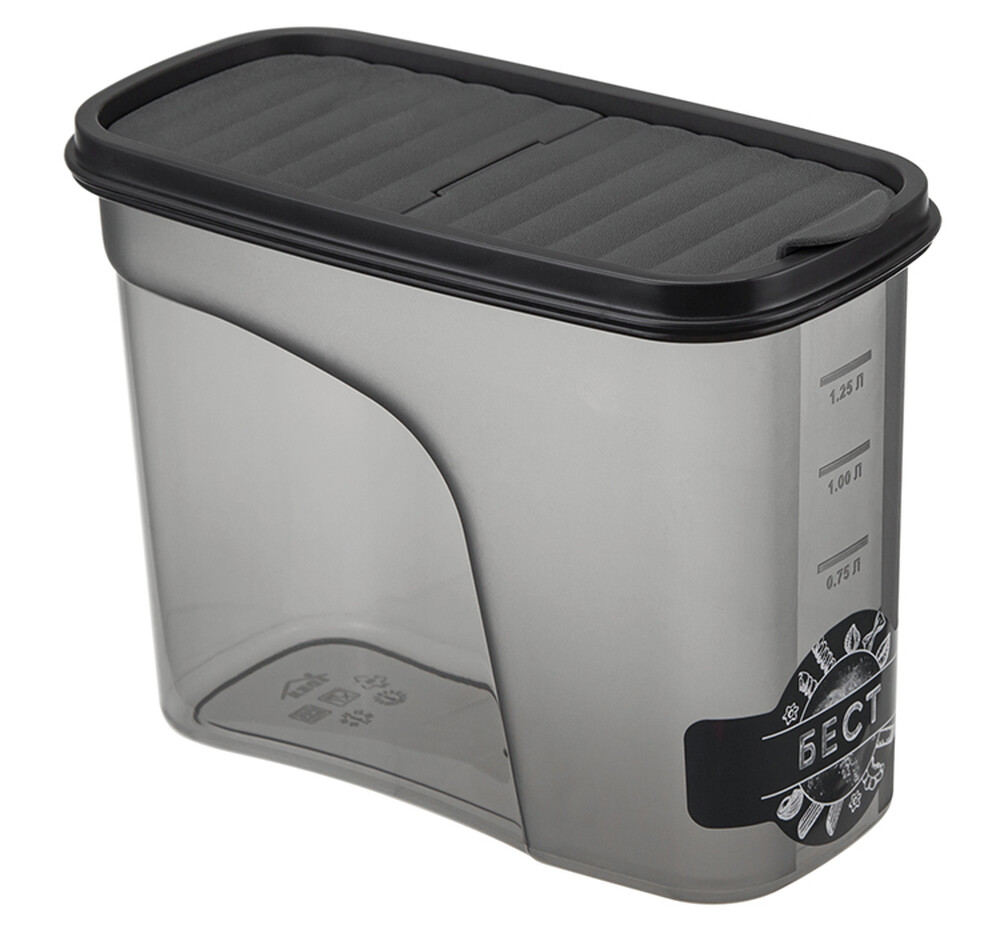Емкость для сыпучих продуктов БЕСТ 1,5 л Графитовый ("М-пластика") (М 1255)