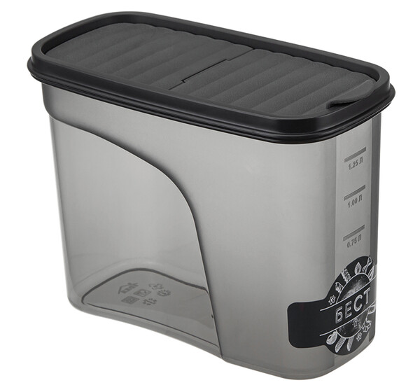 Емкость для сыпучих продуктов БЕСТ 1,5 л Графитовый ("М-пластика") (М 1255)