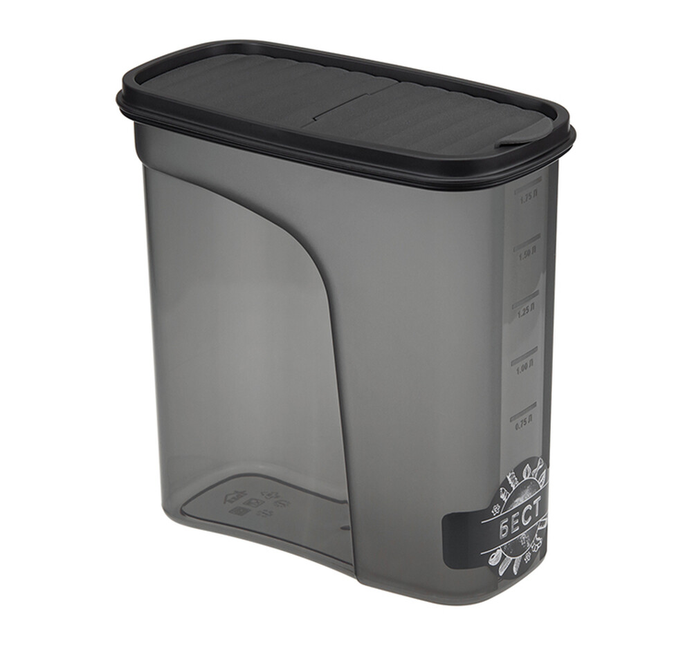 Емкость для сыпучих продуктов БЕСТ 2 л Графитовый ("М-пластика") (М 1256)