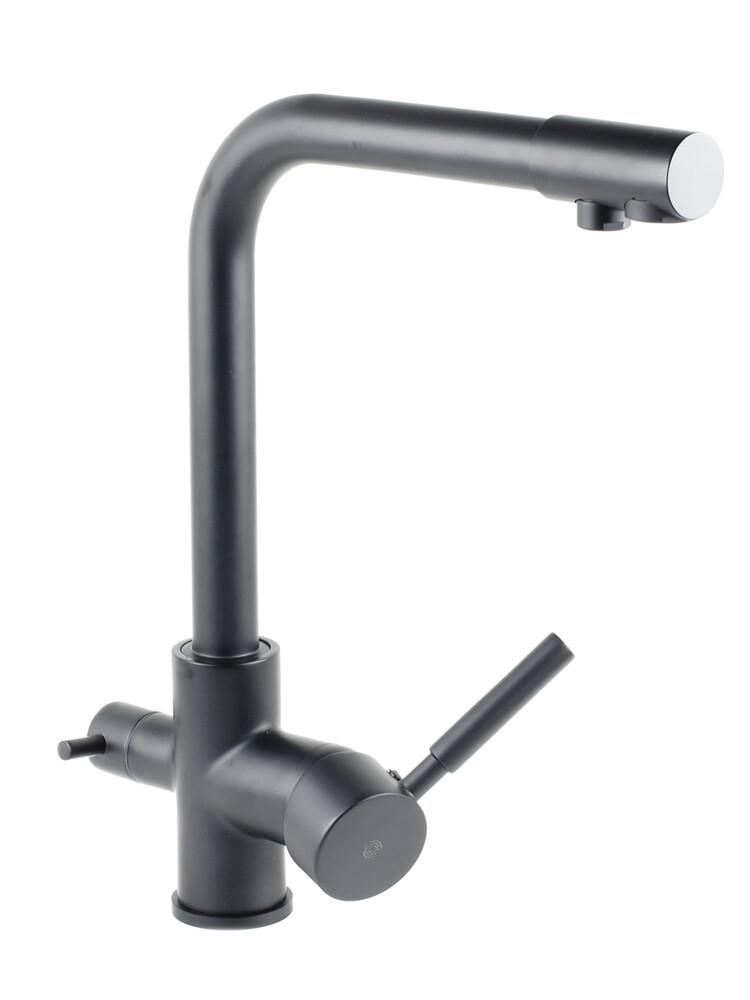 Смеситель Кухня SANTREK AQUA-1002 "PRESTIGE" (SAP-1002)  шар. d-35 с подключением фильтра питьевой воды, Черный