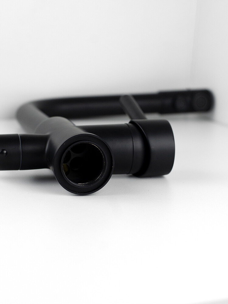 Смеситель Кухня SANTREK AQUA-1002 "PRESTIGE" (SAP-1002)  шар. d-35 с подключением фильтра питьевой воды, Черный