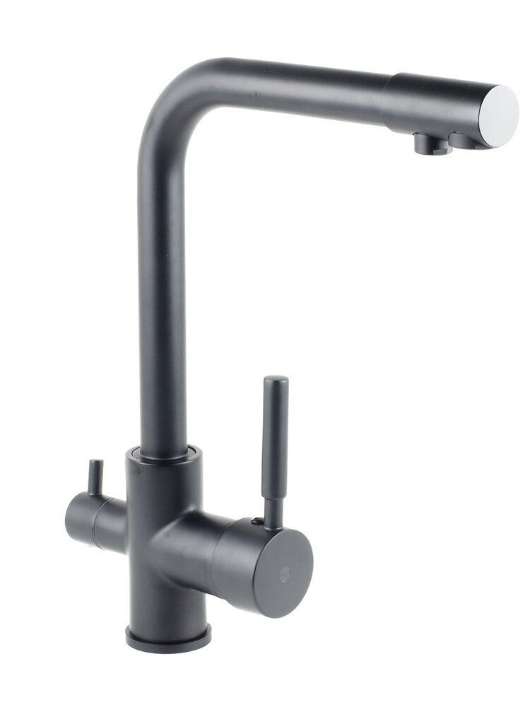 Смеситель Кухня SANTREK AQUA-1002 "PRESTIGE" (SAP-1002)  шар. d-35 с подключением фильтра питьевой воды, Черный