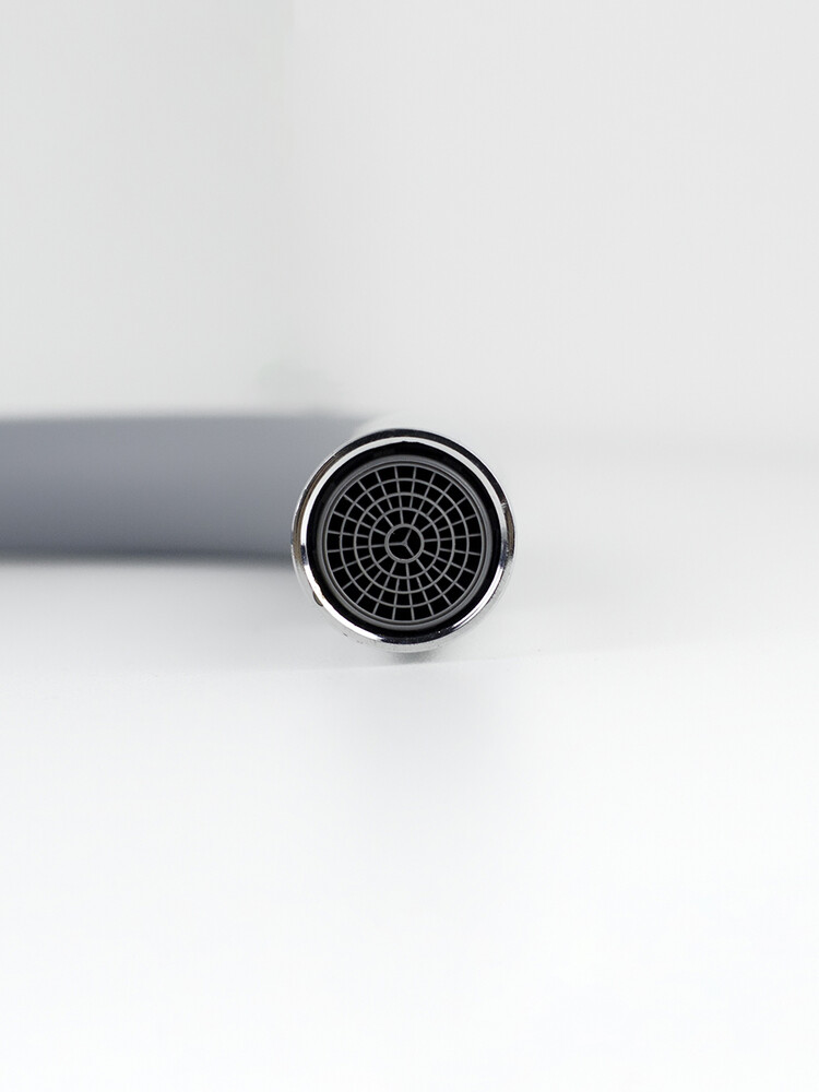 Смеситель Кухня SANTREK AQUA-1012 "PRESTIGE" (SAP-1012)  шар. d-35 с силиконовым изливом, Серый/Хром