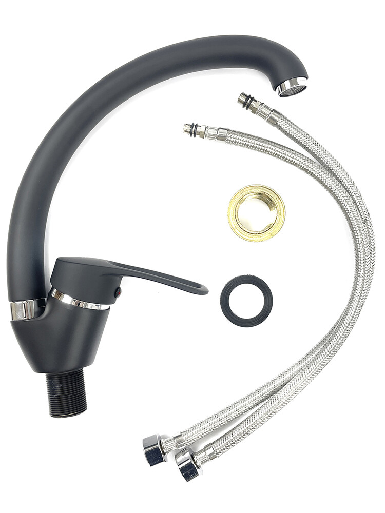 Смеситель Кухня SANTREK AQUA-1020 "PRESTIGE" (SAP-1020)  шар. d-40 Макси, Черный