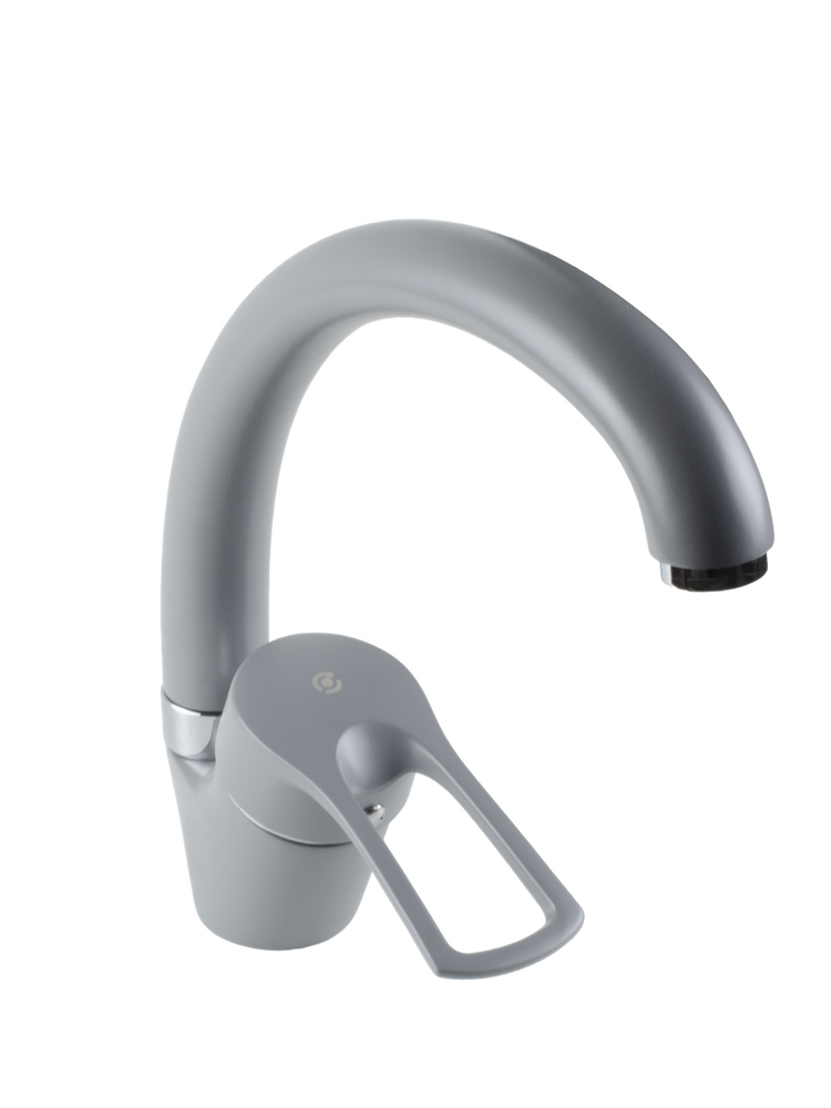 Смеситель Кухня SANTREK AQUA-1021 "PRESTIGE" (SAP-1021)  шар. d-40 Макси, Серый