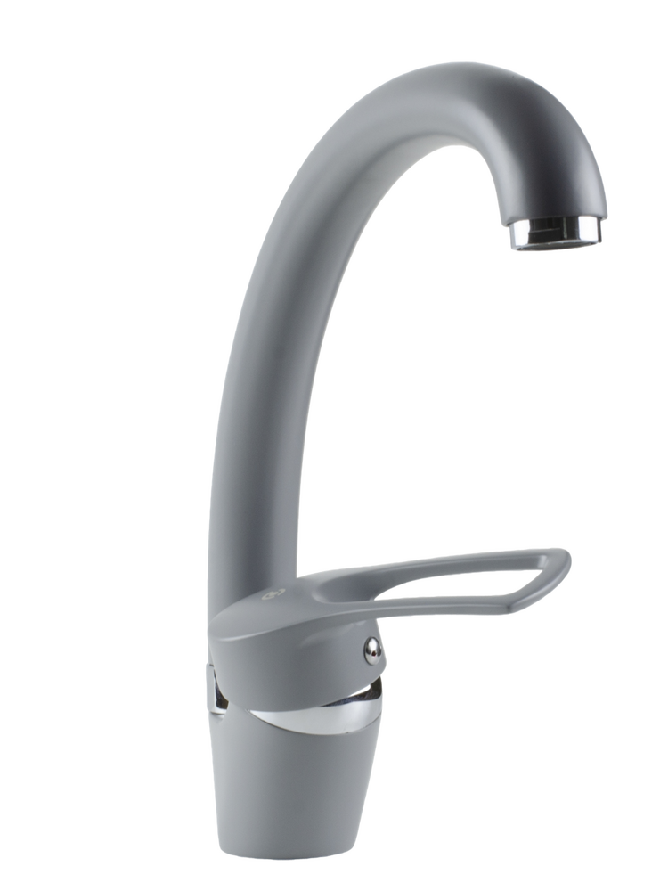 Смеситель Кухня SANTREK AQUA-1021 "PRESTIGE" (SAP-1021)  шар. d-40 Макси, Серый