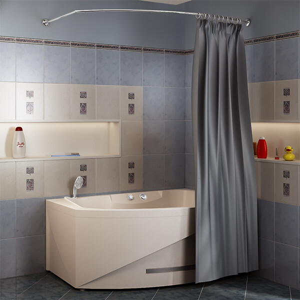 Карниз д/ванной  хром "Парус 2" цельнометаллич. (р-р: 1,1мх1,7м)