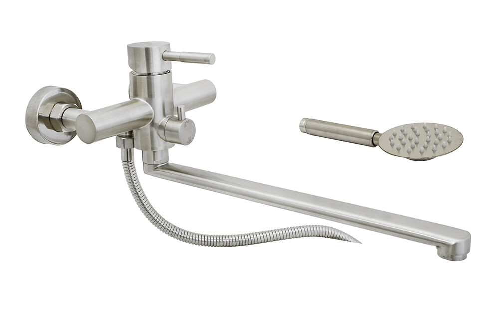 Смеситель Ванна SANTREK AQUA-900 "INOX" шар d-35 нерж. длинный излив