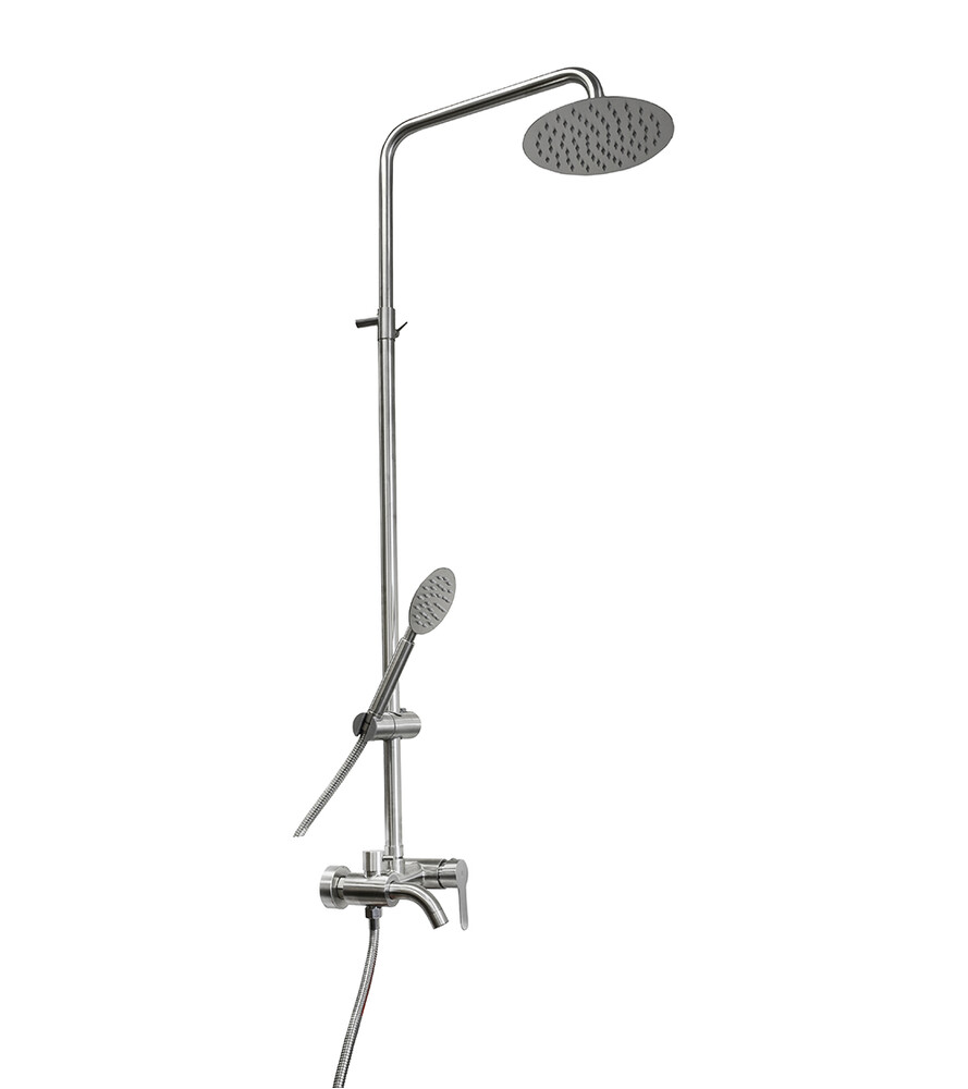 Душевая система SANTREK AQUA-991 INOX  шар. d-35 нерж, с верхним душем и смесителем