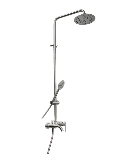 Душевая система SANTREK AQUA-991 INOX  шар. d-35 нерж, с верхним душем и смесителем