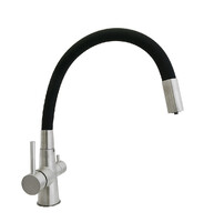 Смеситель Кухня SANTREK AQUA-825  "INOX" шар d-35 нерж. с подключением фильтра питьевой воды (черный)