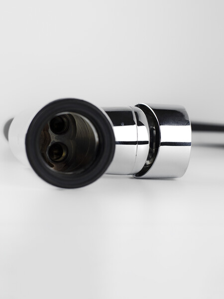 Смеситель Кухня SANTREK AQUA-1030 "PRESTIGE" (SAP-1030)  шар. d-35 с гибким силиконовым изливом, Черный/Хром