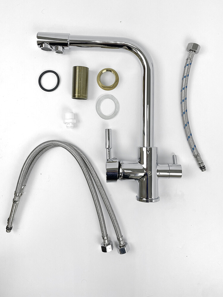 Смеситель Кухня SANTREK AQUA-1035 "PRESTIGE" (SAP-1035)  шар. d-35 с подключением фильтра питьевой воды (хром)