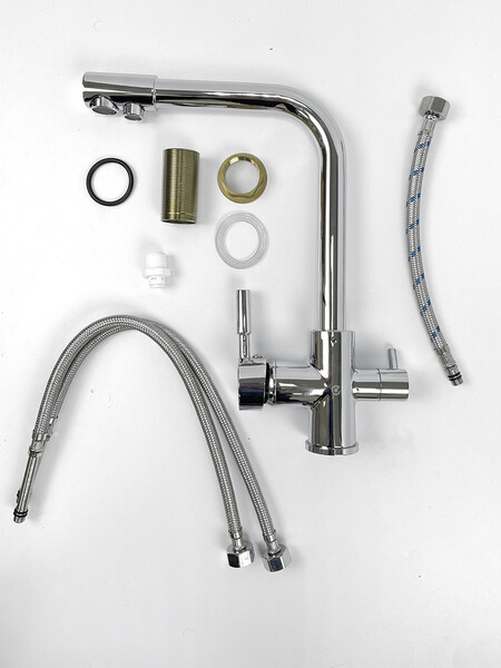 Смеситель Кухня SANTREK AQUA-1035 "PRESTIGE" (SAP-1035)  шар. d-35 с подключением фильтра питьевой воды (хром)