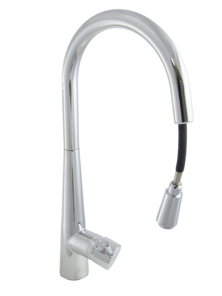 Смеситель Кухня SANTREK AQUA-1040 "PRESTIGE" (SAP-1040)  шар. d-35 с выдвижным изливом (хром)