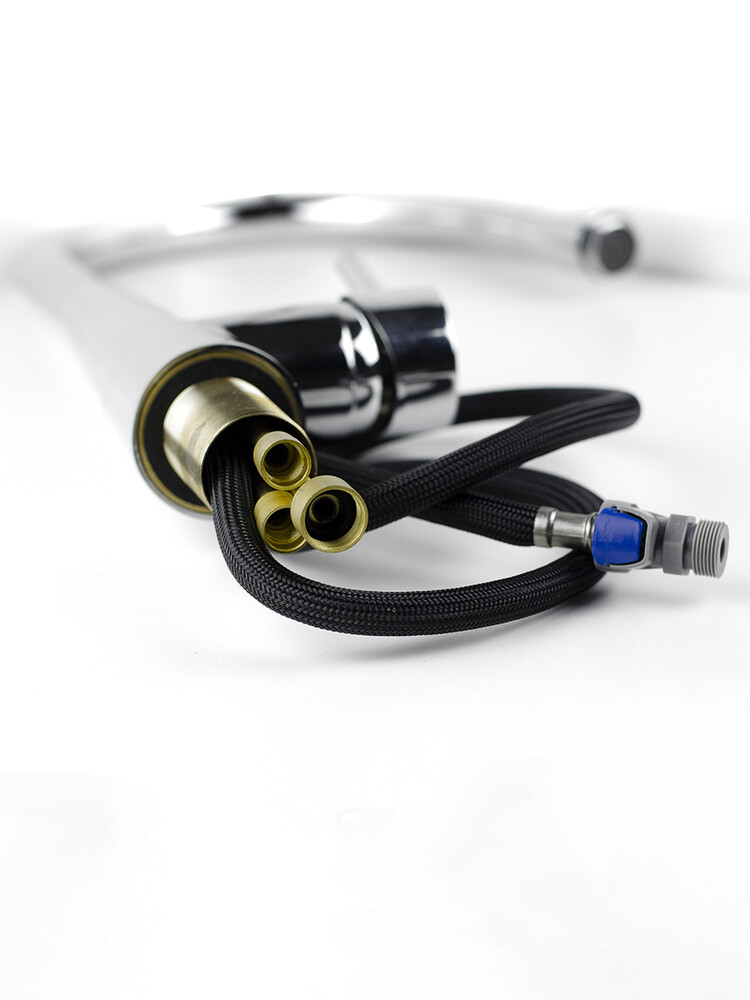 Смеситель Кухня SANTREK AQUA-1040 "PRESTIGE" (SAP-1040)  шар. d-35 с выдвижным изливом (хром)