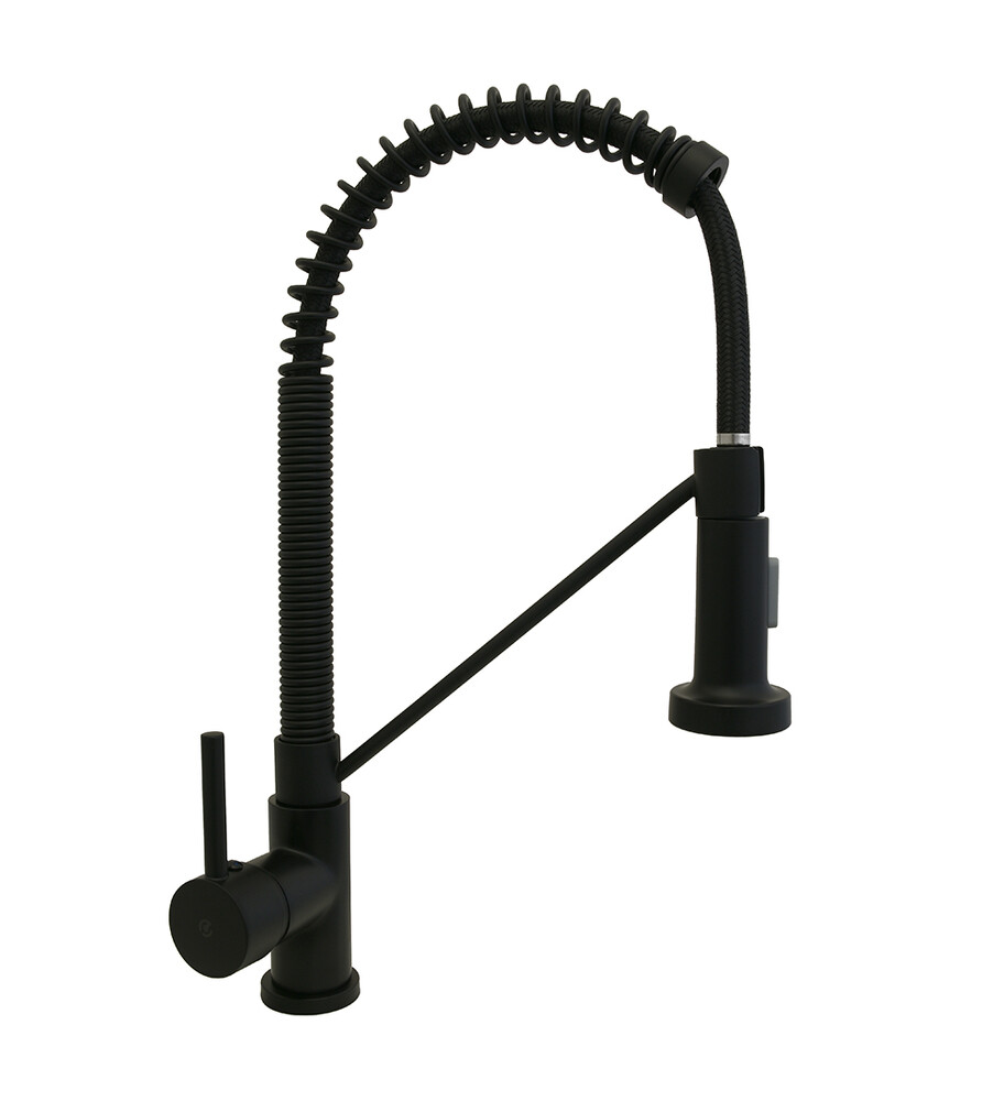 Смеситель Кухня SANTREK AQUA-840 "INOX" (SAP-840) шар d-35 нерж. с гибким изливом (черный)