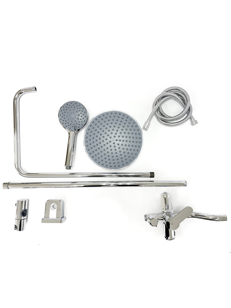 Душевая система SANTREK AQUA-1200 "PRESTIGE" (SAP-1200)  шар. d-35 с верхним душем и смесителем (хром)