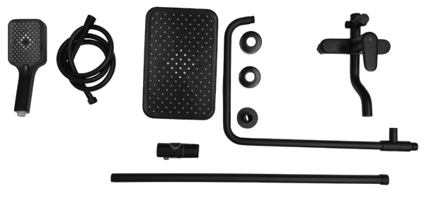 Душевая система SANTREK AQUA-1210 "PRESTIGE" (SAP-1210)  шар. d-35 с верхним душем и смесителем (черный)