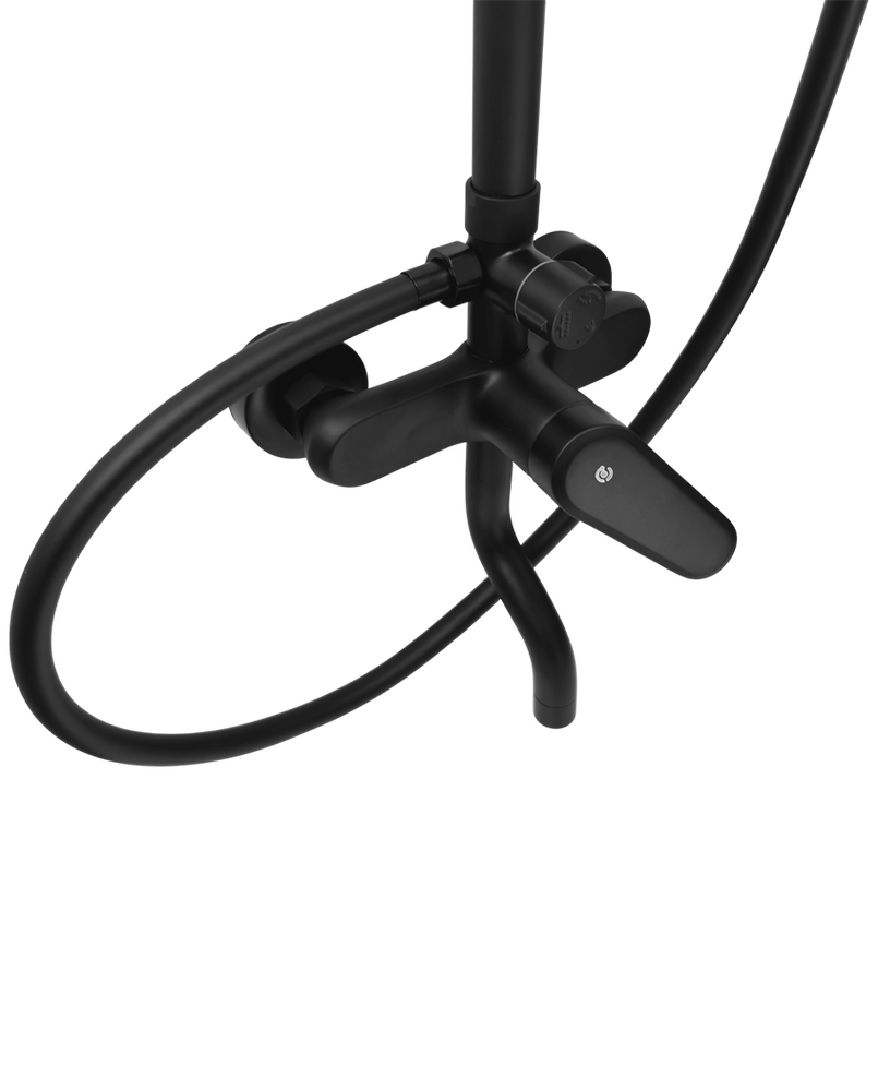 Душевая система SANTREK AQUA-1210 "PRESTIGE" (SAP-1210)  шар. d-35 с верхним душем и смесителем (черный)