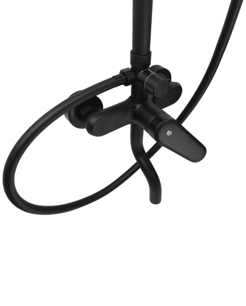 Душевая система SANTREK AQUA-1210 "PRESTIGE" (SAP-1210)  шар. d-35 с верхним душем и смесителем (черный)