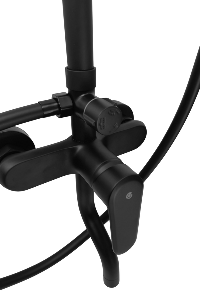 Душевая система SANTREK AQUA-1210 "PRESTIGE" (SAP-1210)  шар. d-35 с верхним душем и смесителем (черный)