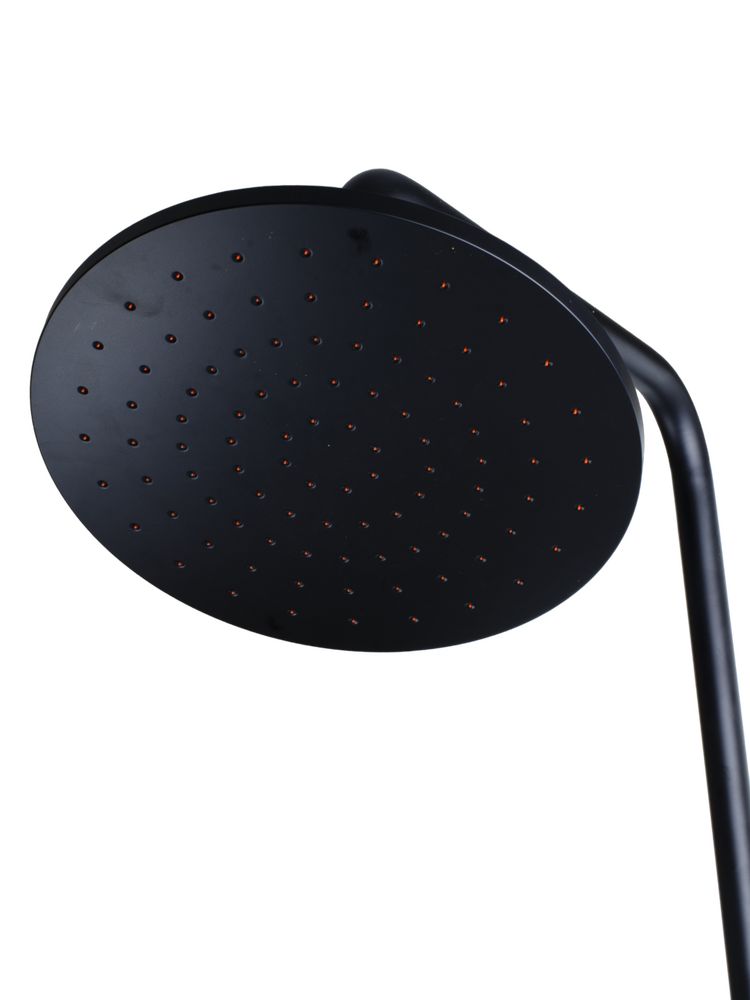  Душевая система SANTREK AQUA-1215 "PRESTIGE" (SAP-1215)  шар. d-35 с верхним душем, смесителем, гигиен лейкой и полочкой (черный)   СНИЖЕНА ЦЕНА !!!