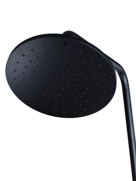  Душевая система SANTREK AQUA-1215 "PRESTIGE" (SAP-1215)  шар. d-35 с верхним душем, смесителем, гигиен лейкой и полочкой (черный)   СНИЖЕНА ЦЕНА !!!