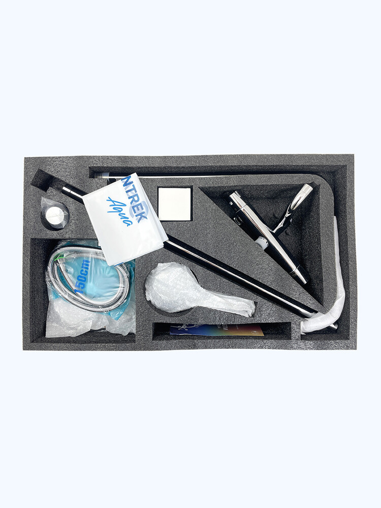 Душевая система SANTREK AQUA-1220 "PRESTIGE" (SAP-1220)  термостатическая, с верхним душем и смесителем (хром) переключение на душ поворотом излива