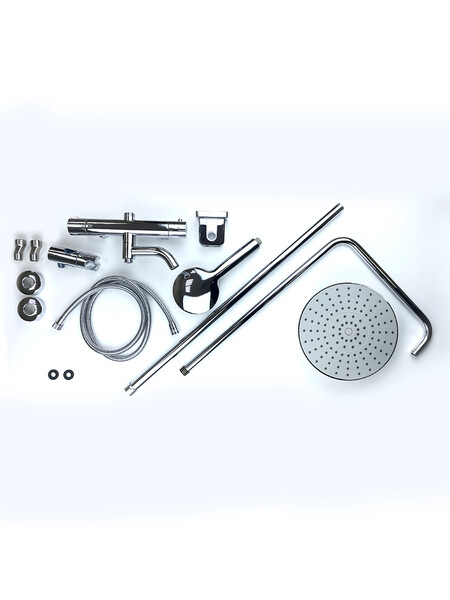 Душевая система SANTREK AQUA-1220 "PRESTIGE" (SAP-1220)  термостатическая, с верхним душем и смесителем (хром) переключение на душ поворотом излива