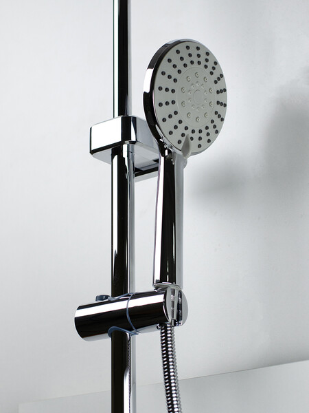 Душевая система SANTREK AQUA-1220 "PRESTIGE" (SAP-1220)  термостатическая, с верхним душем и смесителем (хром) переключение на душ поворотом излива