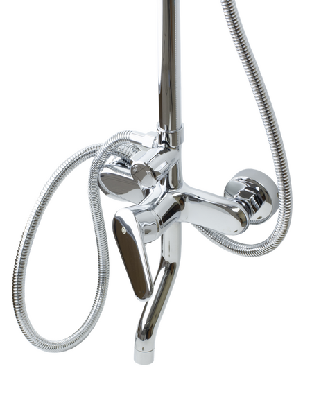 Душевая система SANTREK AQUA-1225 "PRESTIGE" (SAP-1225)  шар. d-35 с верхним душем и смесителем (хром)