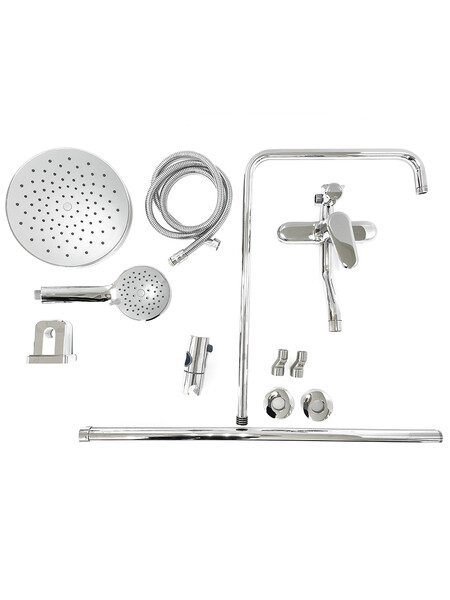 Душевая система SANTREK AQUA-1225 "PRESTIGE" (SAP-1225)  шар. d-35 с верхним душем и смесителем (хром)