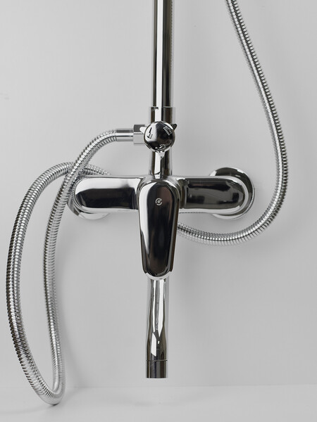 Душевая система SANTREK AQUA-1225 "PRESTIGE" (SAP-1225)  шар. d-35 с верхним душем и смесителем (хром)