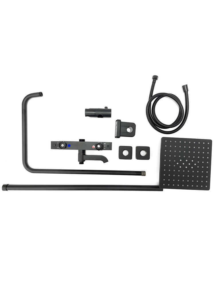 Душевая система SANTREK AQUA-1230 "PRESTIGE" (SAP-1230)  термостатическая, с верхним душем и смесителем (черный)