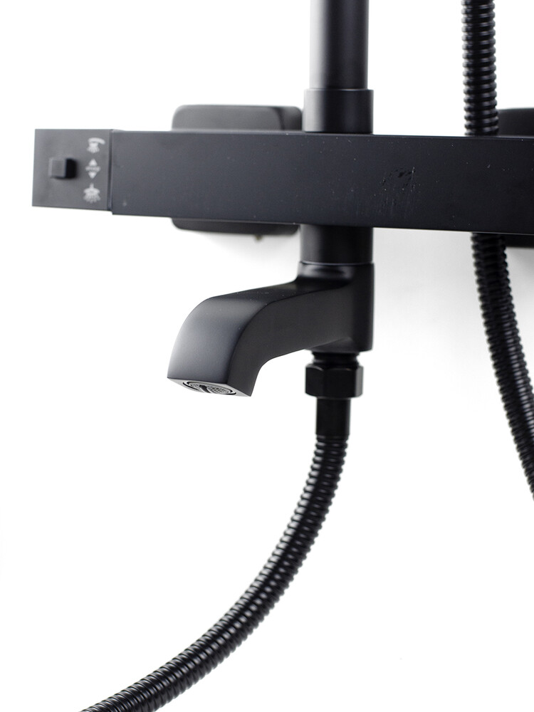 Душевая система SANTREK AQUA-1230 "PRESTIGE" (SAP-1230)  термостатическая, с верхним душем и смесителем (черный)