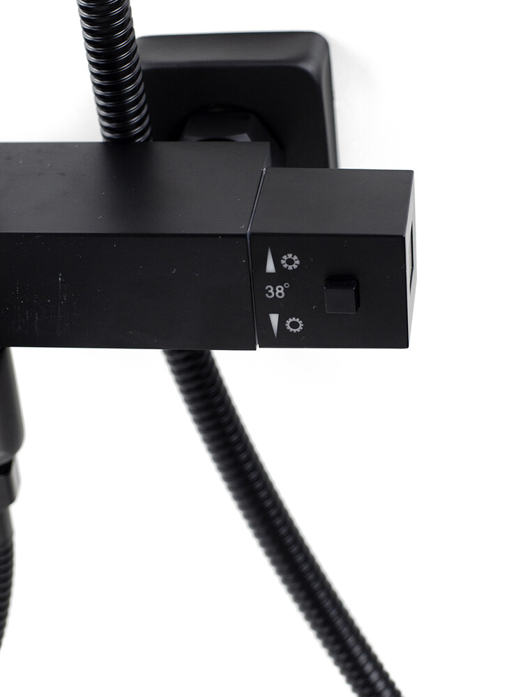 Душевая система SANTREK AQUA-1230 "PRESTIGE" (SAP-1230)  термостатическая, с верхним душем и смесителем (черный)