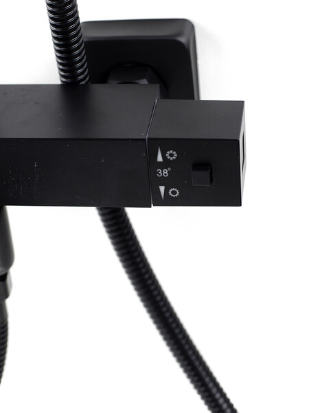 Душевая система SANTREK AQUA-1230 "PRESTIGE" (SAP-1230)  термостатическая, с верхним душем и смесителем (черный)