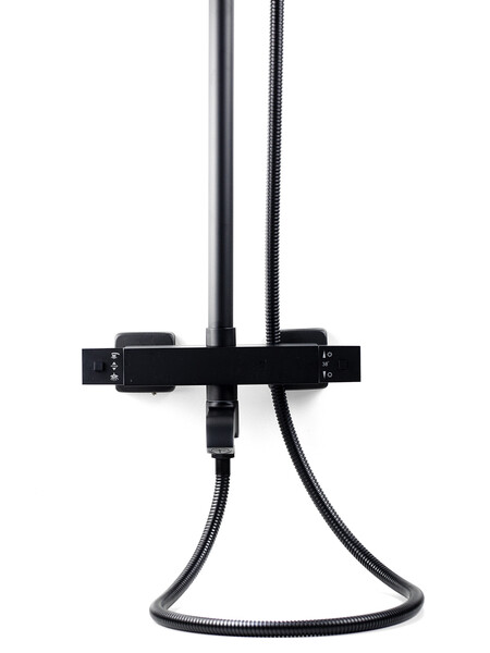 Душевая система SANTREK AQUA-1230 "PRESTIGE" (SAP-1230)  термостатическая, с верхним душем и смесителем (черный)