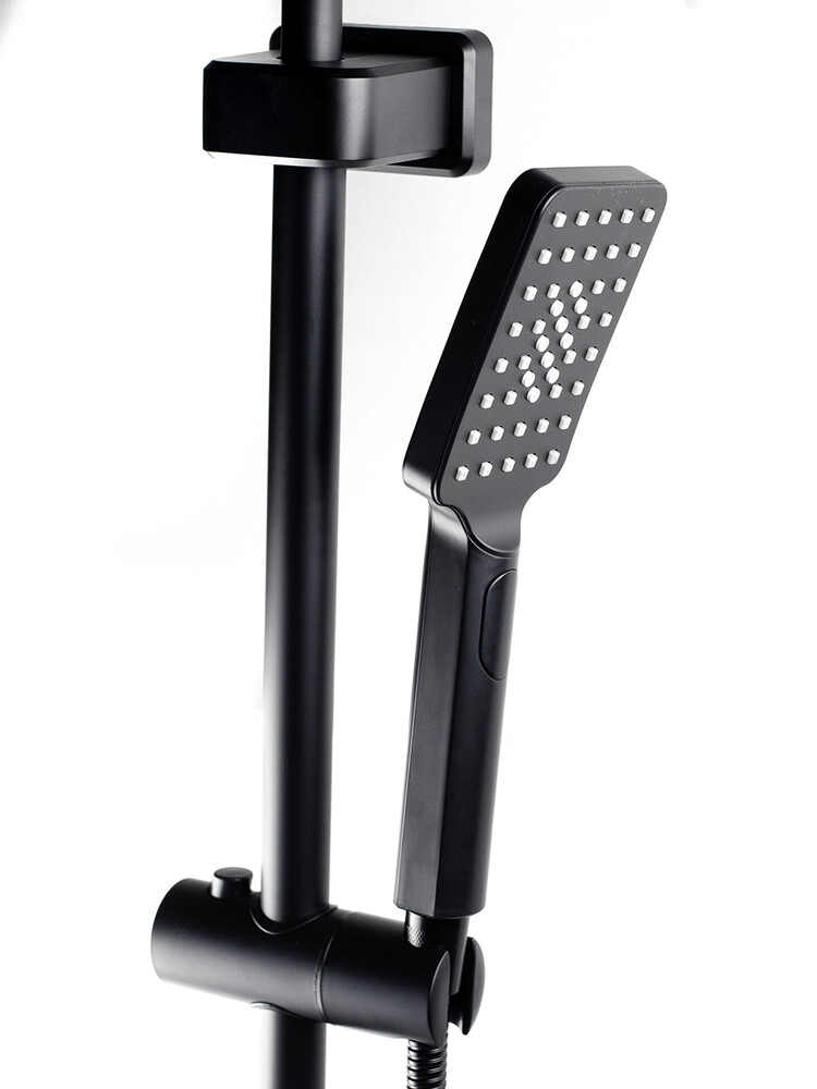 Душевая система SANTREK AQUA-1230 "PRESTIGE" (SAP-1230)  термостатическая, с верхним душем и смесителем (черный)