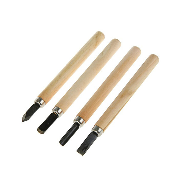 Набор резцов по дереву ЛОМ, деревянная рукоятка, 4 шт. 2303622