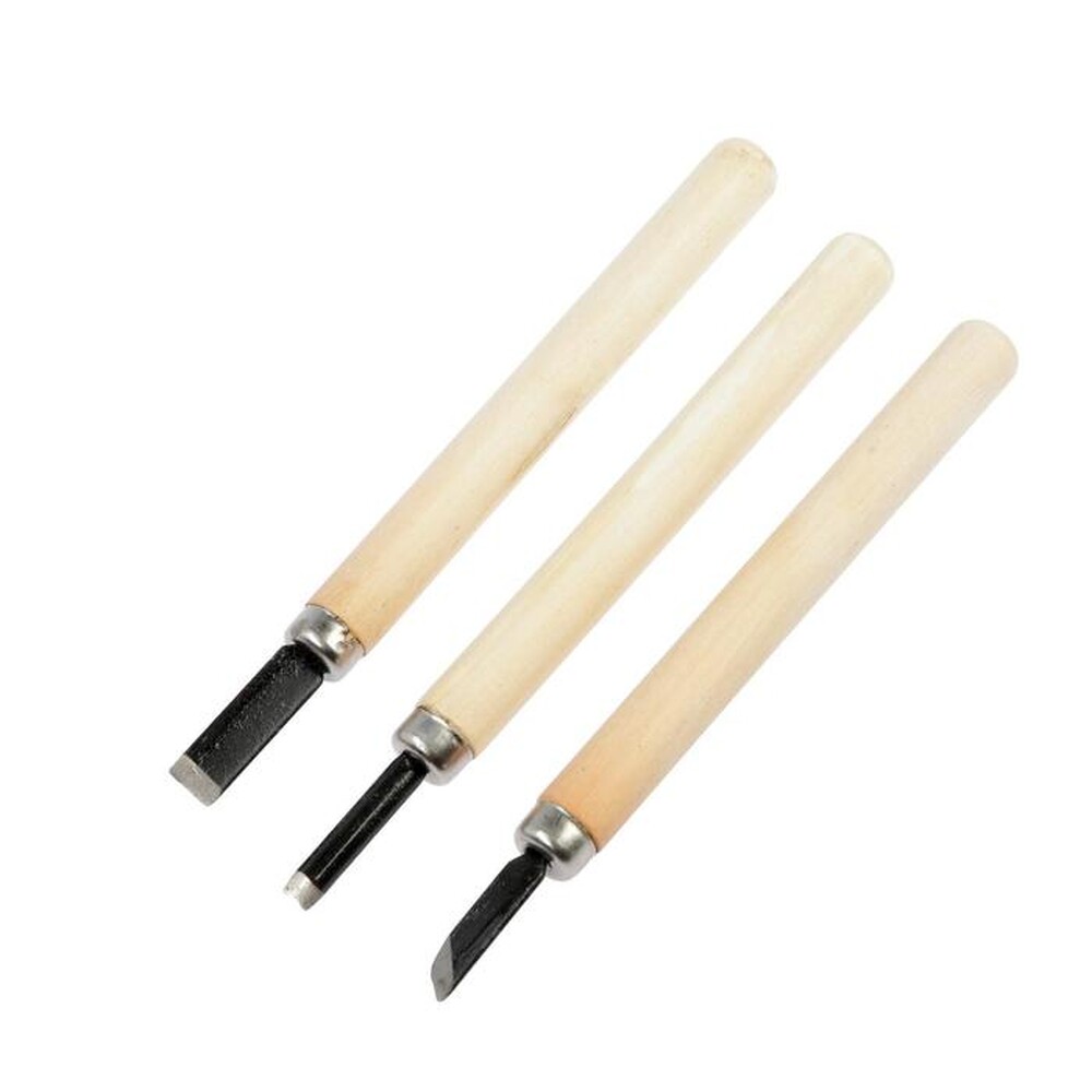 Набор резцов по дереву ТУНДРА, деревянная рукоятка, 3 шт. 2303625