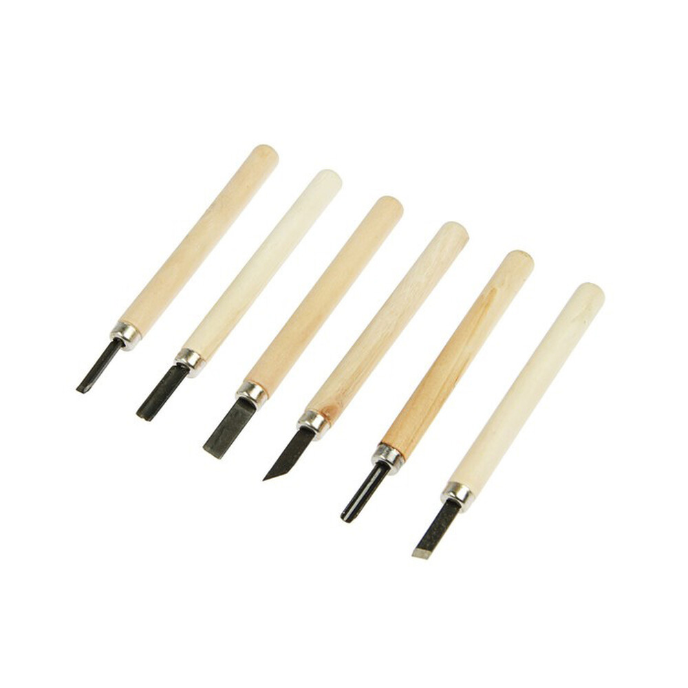 Набор резцов по дереву ТУНДРА, деревянная рукоятка, 6 шт. 1002756 РАСПРОДАЖА